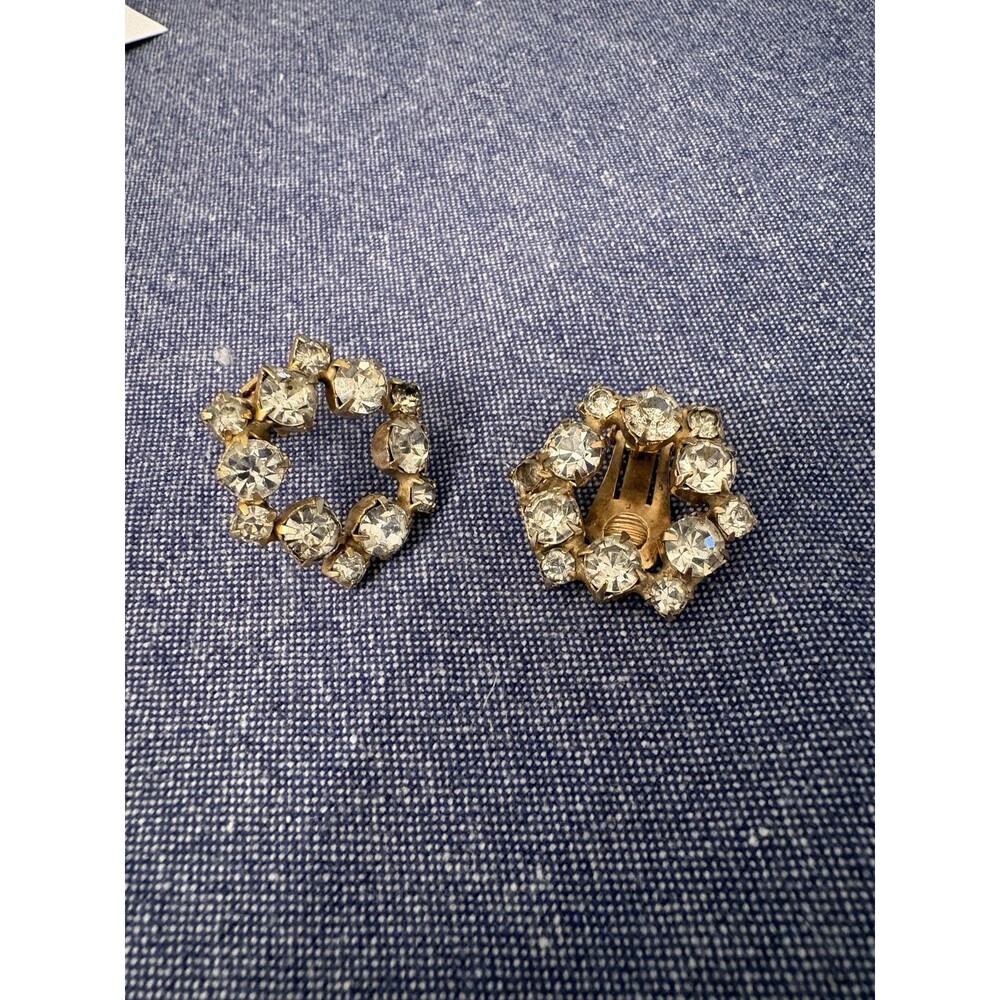 Vintage Clear Rhinestone Clip-on Earrings